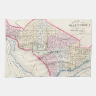 Vintage Karte von Washington DC (1864) Geschirrtuch