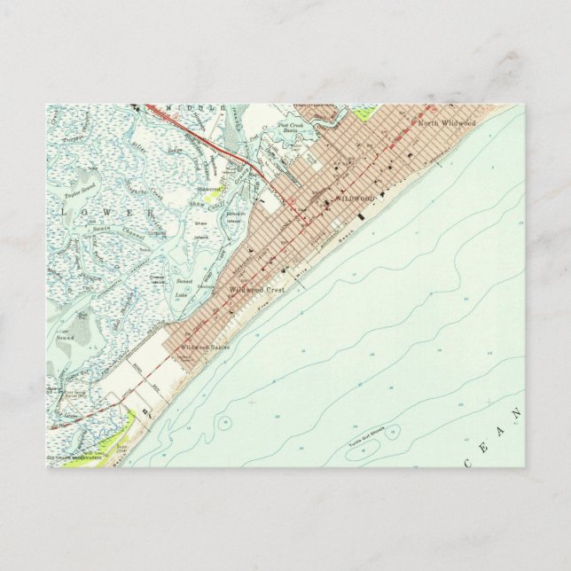 Vintage Karte von Wildwood NJ (1955) (Vorderseite)