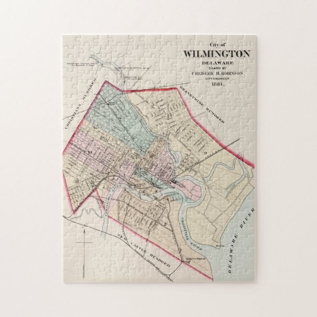 Vintage Karte von Wilmington Delaware (1884) (Vertikal)