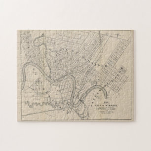 Vintage Karte von Winnipeg Canada (1882)