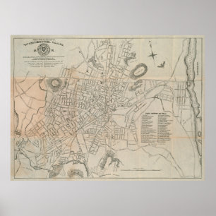 Vintage Karte von Worcester MA (1891) Poster