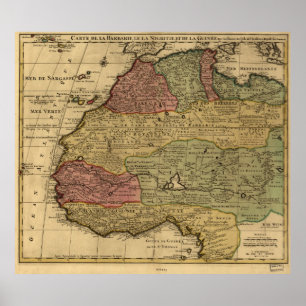 Vintage Karte Westafrikas (1742) Poster