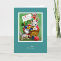 Vintage Karte wird bald gut zwei Kätzchen