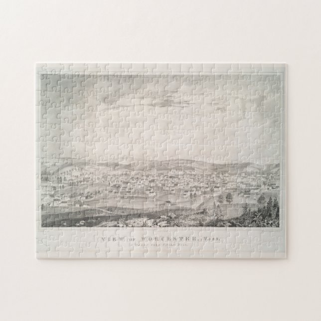 Vintage Karte Worcester MA (1837) (Horizontal)