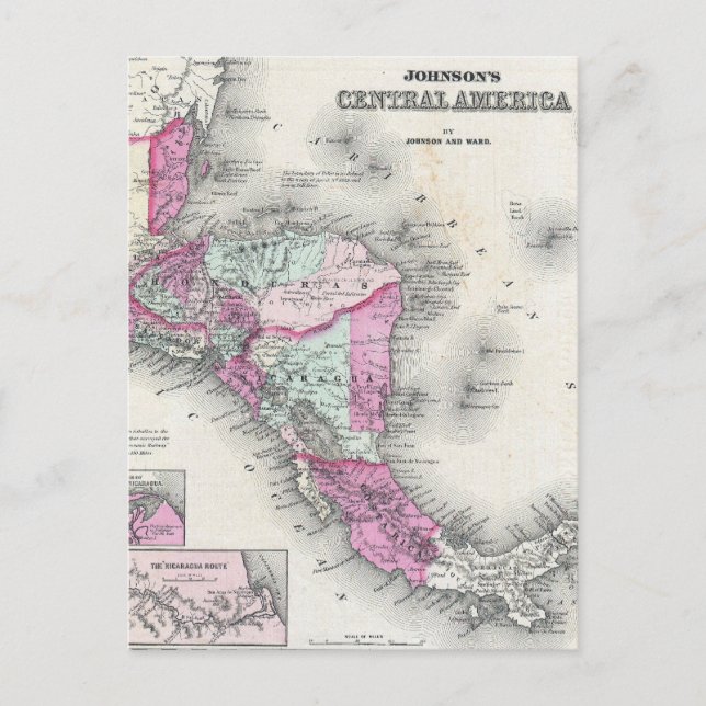 Vintage Karte Zentralamerikas (1864) (Vorderseite)