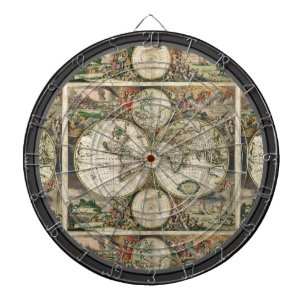 Vintage Kartemehrsprachiger Dartboard Dartscheibe