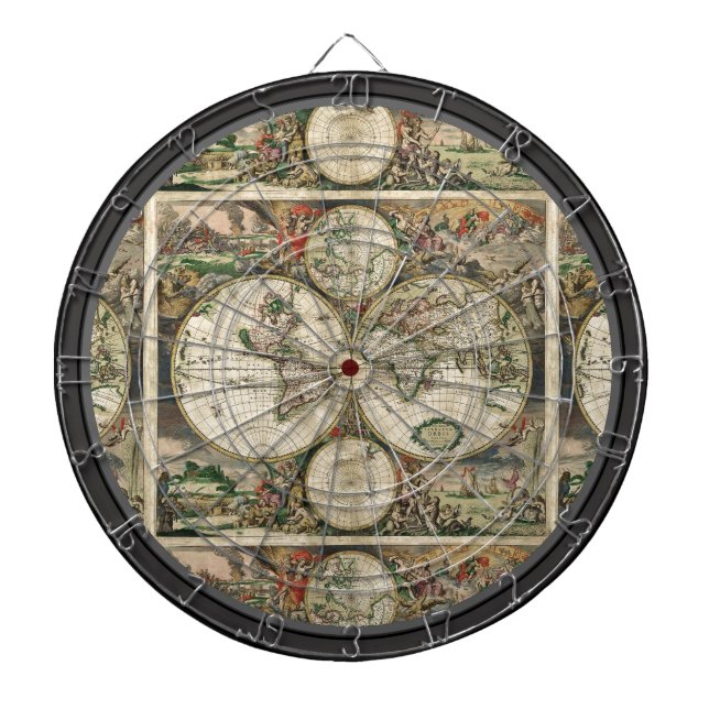 Vintage Kartemehrsprachiger Dartboard Dartscheibe (vorne)