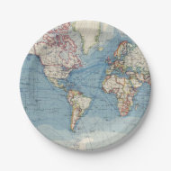 Vintage-Karten-Papierteller Pappteller