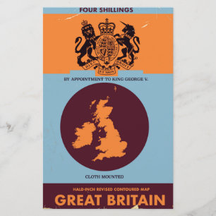 Vintage-Kartenbuchcover von Großbritannien. Briefpapier