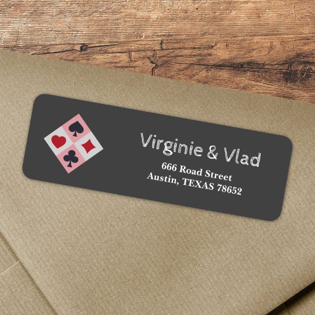 Vintage Kartenfarben Rücksendeadresse (Vintage Playing Cards Colors Return address label)