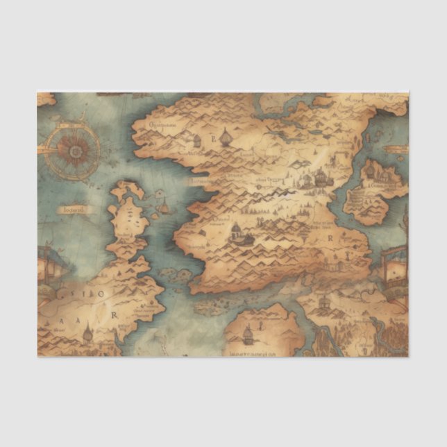 Vintage Kartenschätze Antiquitätenpapier Seidenpapier (Vorderseite)