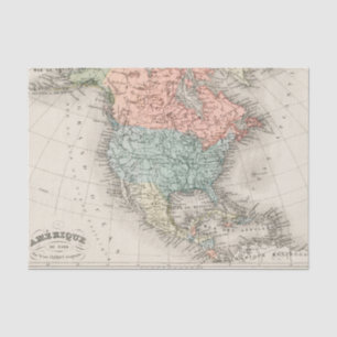 Vintage Kartografische Karte von Nordamerika (1878 Seidenpapier