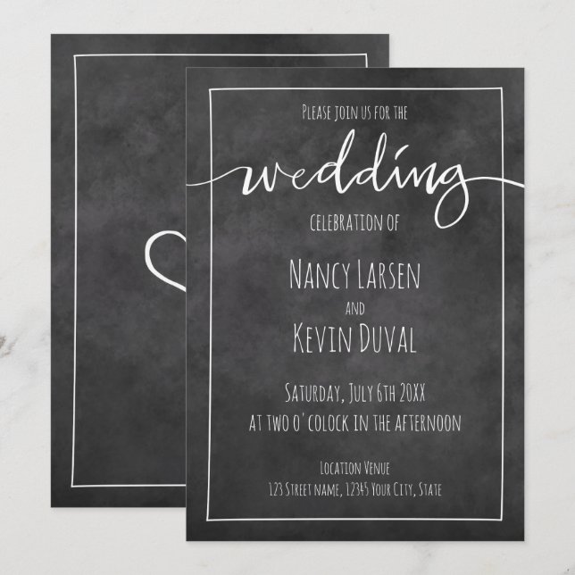 Vintage Karton-Schrift Hochzeitseinladungen Einladung (Vorne/Hinten)