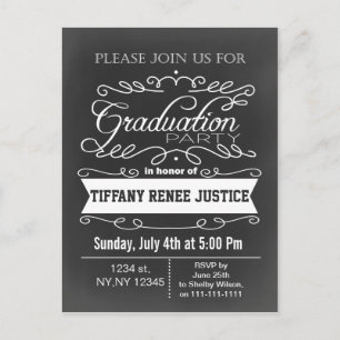 Vintage Karton-Typografy Graduation Party Einladungspostkarte