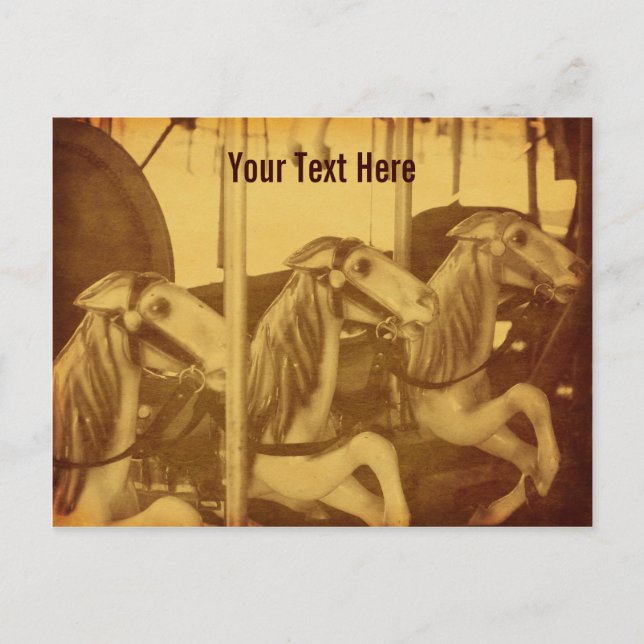 Vintage Karussellpferde - individuell anpassbare P Postkarte (Vorderseite)