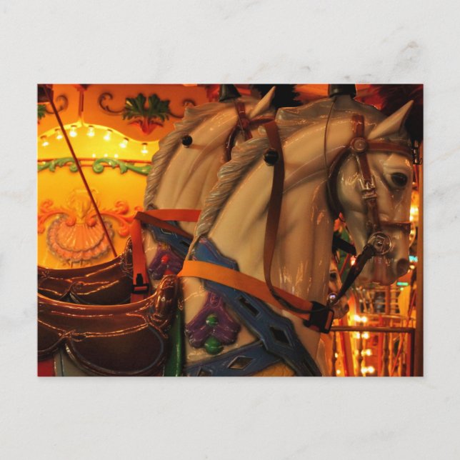 Vintage Karussellpferde Postkarte (Vorderseite)
