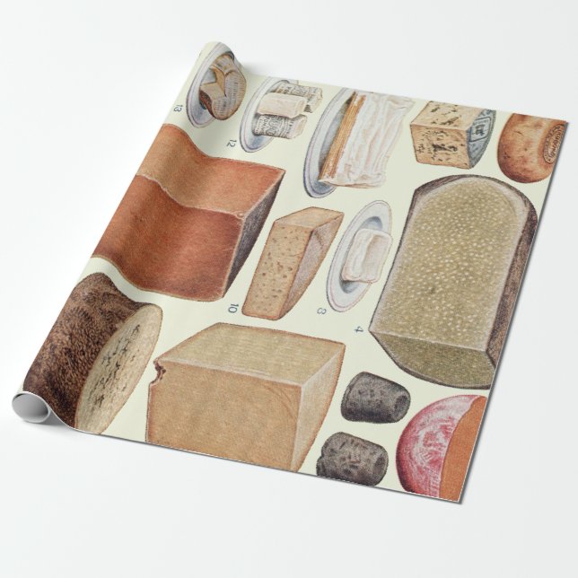 Vintage Käsekarte Geschenkpapier (Ungerollt)