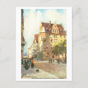 Vintage Katchenhaus und Kaiserstraße in Heilbronn Postkarte