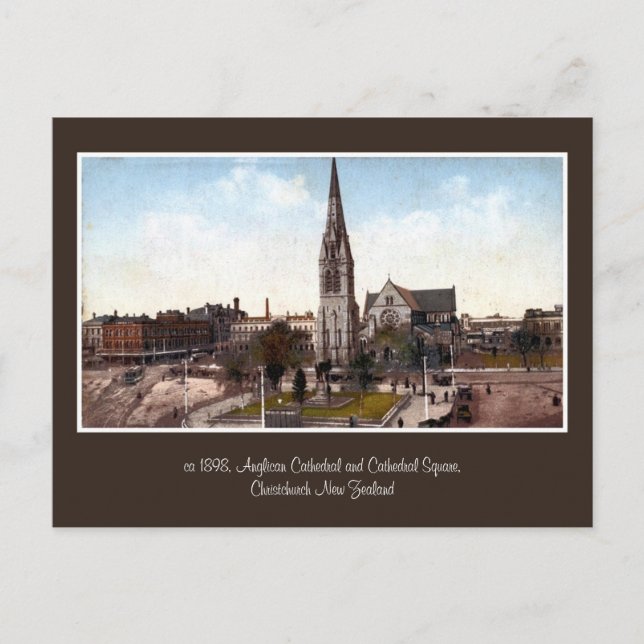 Vintage Kathedrale, Christchurch NZ Postkarte (Vorderseite)