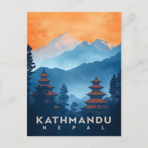 Vintage Kathmandu-Tempel Nepal Postkarte