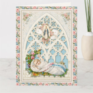 Vintage katholische Babygratulationskarte Karte