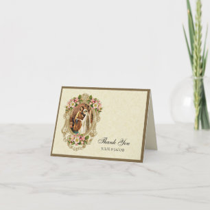 Vintage katholische Hochzeitskirsche Blüten Religi Dankeskarte