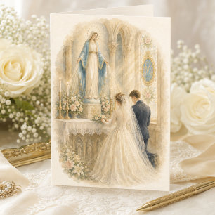 Vintage katholische Hochzeitsschrein Unsere Liebe Dankeskarte