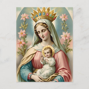 Vintage Katholische Postkarte Jungfrau Maria