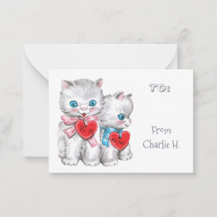 Vintage Kätzchen Klassenzimmer Valentine Mitteilungskarte