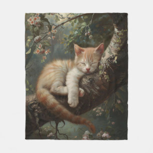 Vintage-Kätzchen schlafend in einem Baum Fleecedecke