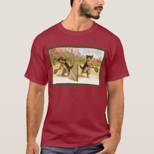 Vintage Kätzchen Tennis spielen T-Shirt