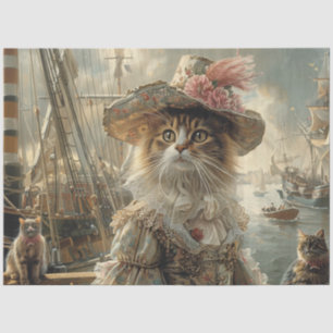 Vintage Katze an der Spitze auf der Entdeckungssei Seidenpapier