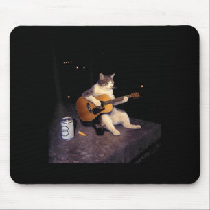 Vintage-Katze-Bier lustige Katze trinkt Bier Gitar Mousepad