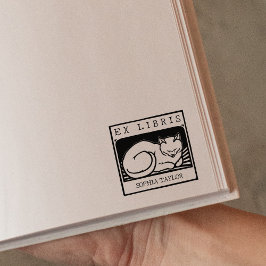 Vintage Katze, Custom Ex Libris Book Gummistempel