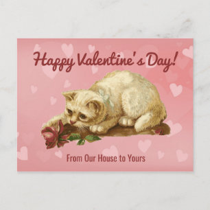 Vintage-Katze Frohen Valentinstag Postkarte