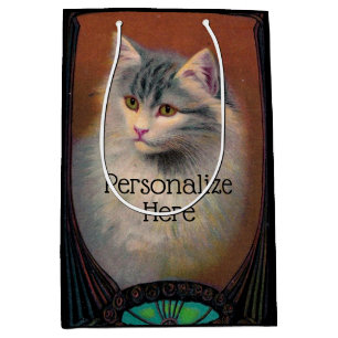 Vintage Katze Illustration Art Nouveau Begleiter P Mittlere Geschenktüte