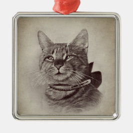 Vintage Katze in einem Collar Ornament Aus Metall