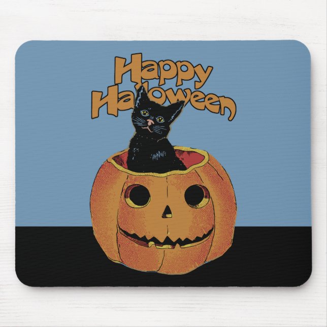 Vintage Katze in Jack'o'Lantern Mousepad (Vorne)