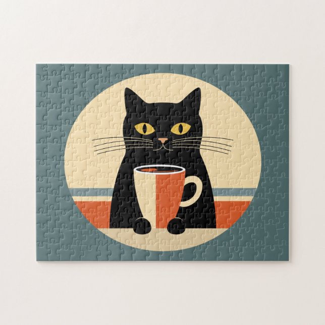 Vintage-Katze & Kaffee (Horizontal)