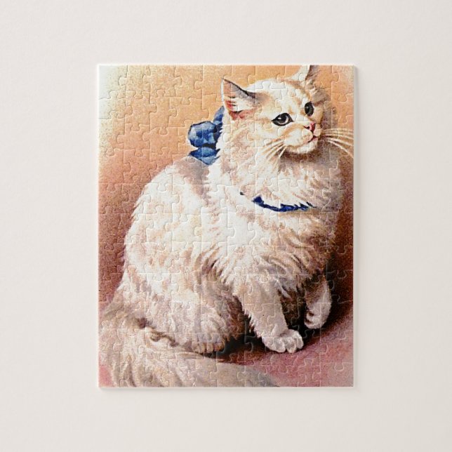 Vintage Katze mit Blue Bow (Vertikal)