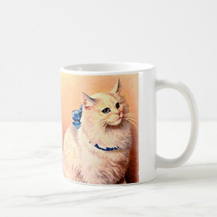 Vintage Katze mit Blue Bow Kaffeetasse