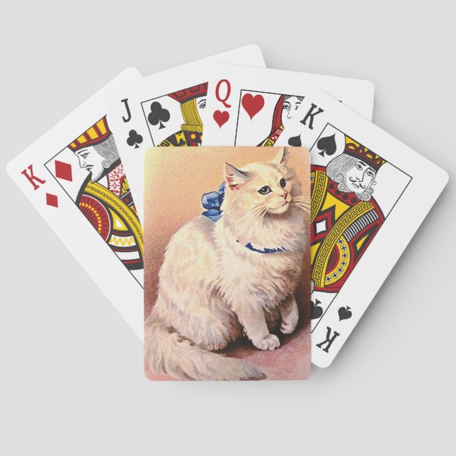 Vintage Katze mit Blue Bow Spielkarten (Rückseite)