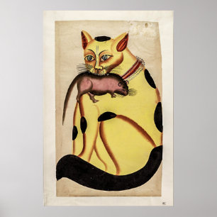 Vintage Katze mit Ratte Poster