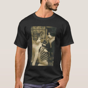 Vintage-Katze raucht Tattoo tätowierte Katze Künst T-Shirt