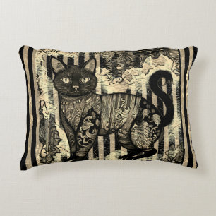 Vintage-Katze Retro,Streifenmuster  Dekokissen