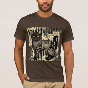 Vintage-Katze Retro,Streifenmuster ,Katzenmotiv T-Shirt