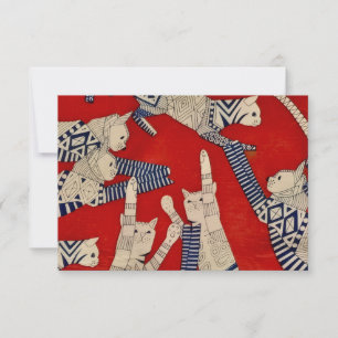Vintage-Katze-Stoffdesign Flachkarte Dankeskarte