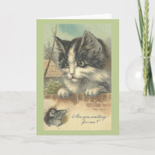Vintage Katze- und Maus-Note-Karte Karte