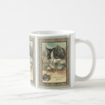 Vintage-Katze und Maus "Warten auf mich?"
