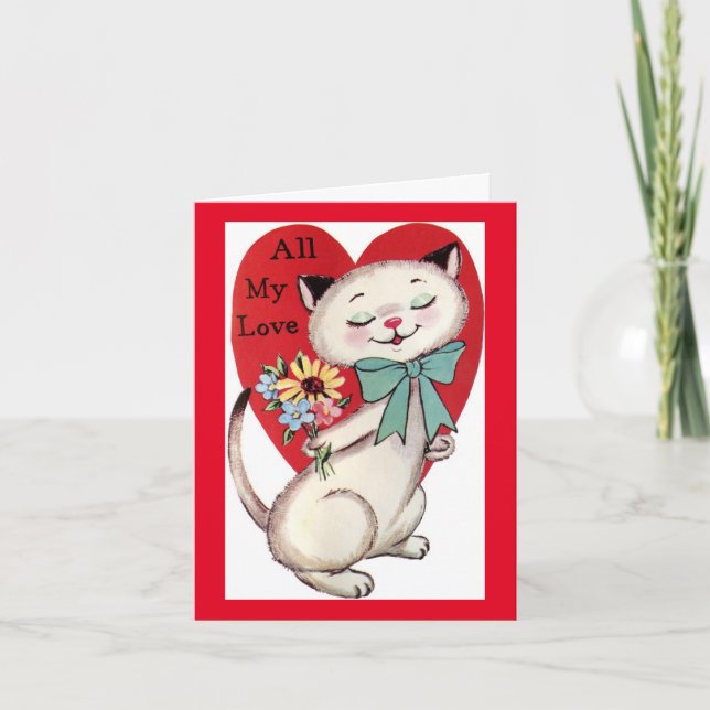 Vintage Katze Valentinkarte Feiertagskarte (Vorderseite)